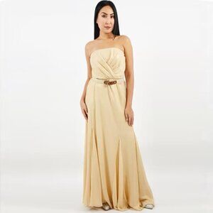 NWT New RALPH LAUREN Gold Shimmer Strapless Maxi Dress Gown Size 10